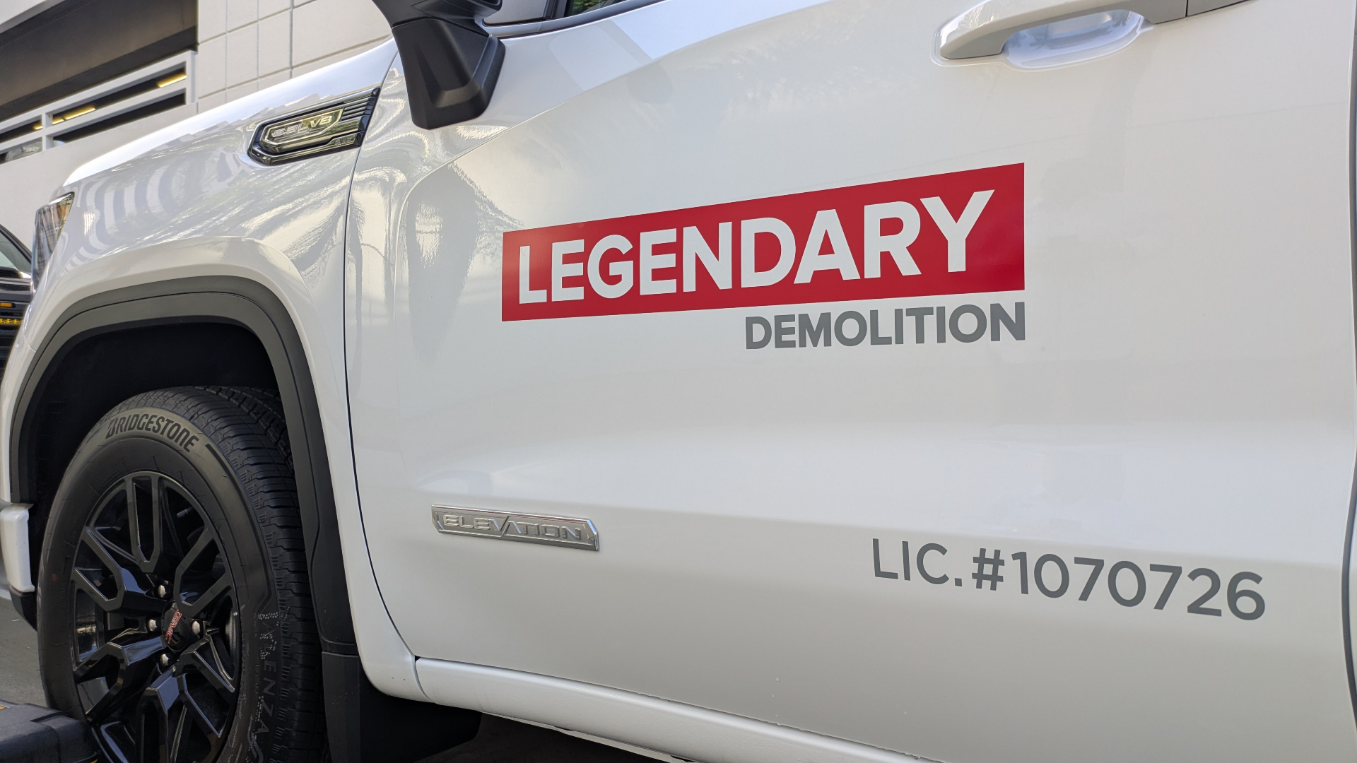 Legendary Demolition truck lettering