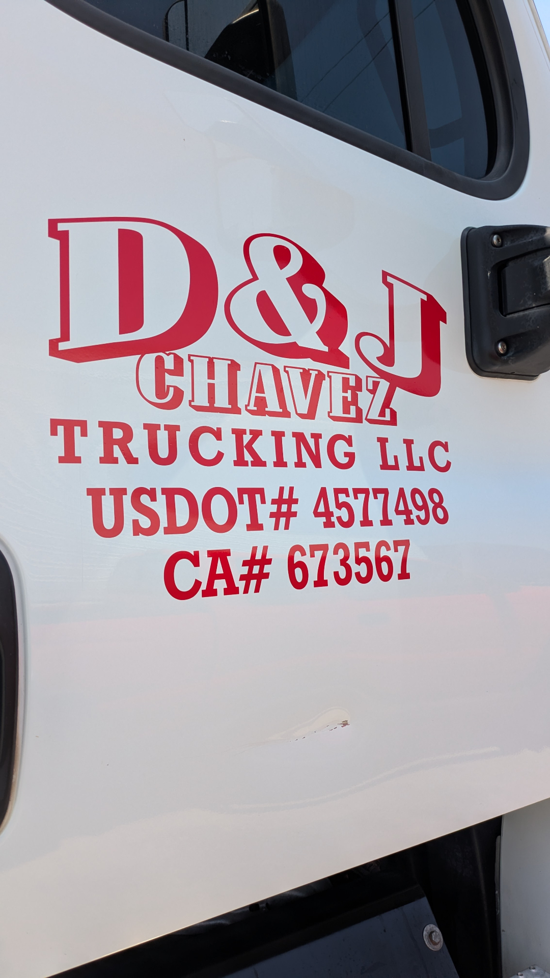 D&J Chavez Trucking LLC door lettering